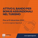 Regione Liguria - aperto il bando bonus assunzionali turismo per imprese liguri